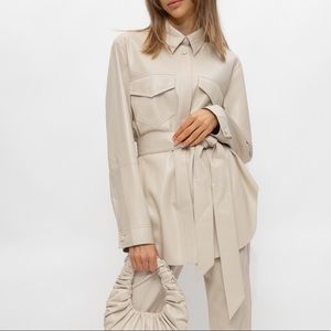 Nanushka Artha vegan leather wrap jacket shirt